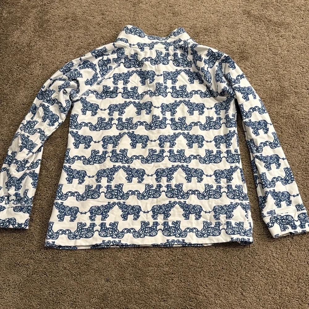 Lilly Pulitzer Blue and White Womens Half-Button Pullover - Picture 4 of 4
